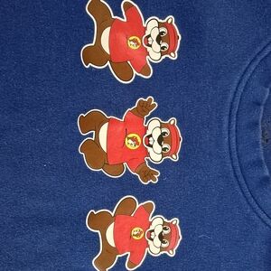 Vibrant Blue and Red Cartoon Print Short Sleeve Tee
